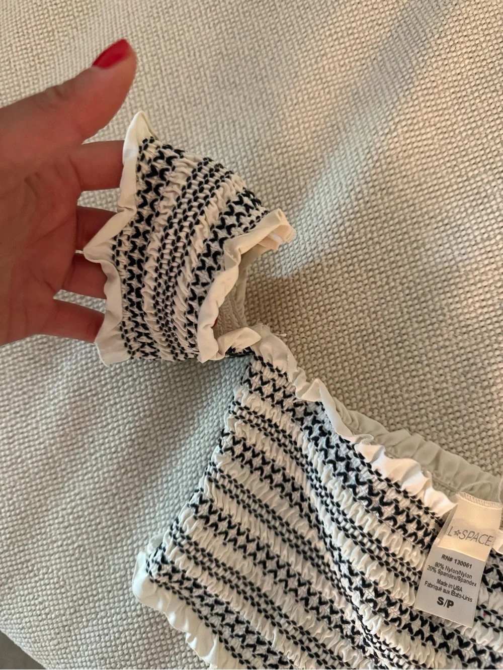 l*space Black & Cream Smocked Bandeau Top - Picture 3 of 4